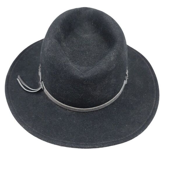 Vtg Womens Golden Gate Hat Jaguar Cowboy Wool Braided Leather Feather Band Blk M